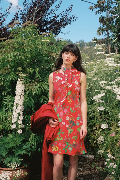 Butterflies Dress - Red Floral