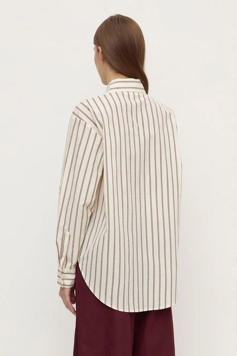 Amaro Italian Stripe Long Sleeve Shirt - Merlot / White Stripe