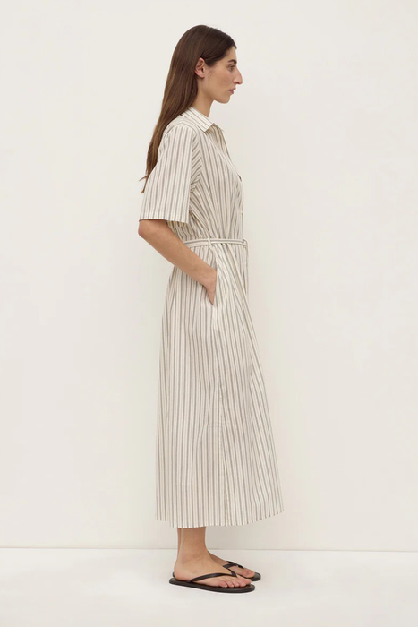 Ria Stripe Midi Shirt Dress - Cream / Smoke