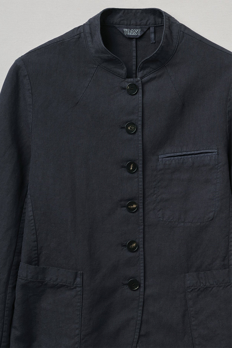 Cotton Linen Neat Jacket - Slate