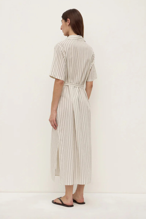 Ria Stripe Midi Shirt Dress - Cream / Smoke