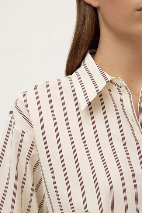 Amaro Italian Stripe Long Sleeve Shirt - Merlot / White Stripe