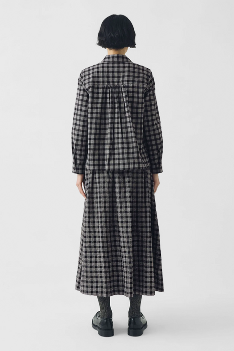 Ollie Binding Check Cotton Wool Shirt - Black / Ecru