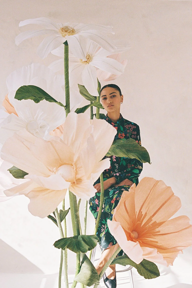 Madeleine Dress - Deep Green Floral