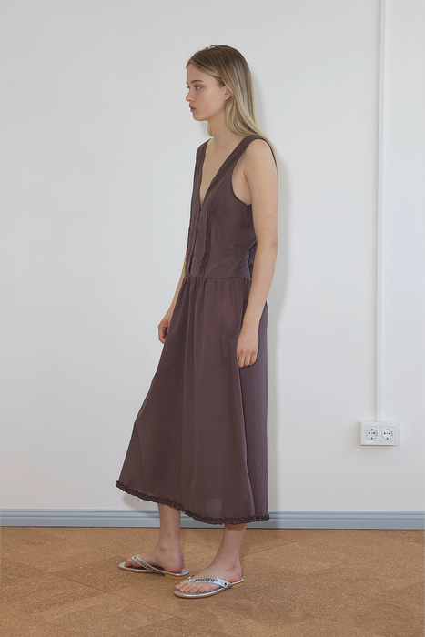 Pintuck Dress - Raisin
