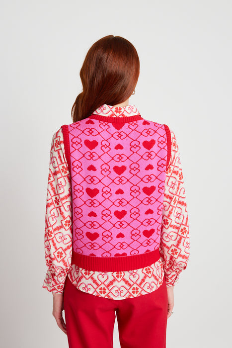 Sleeveless in Seattle Vest - Pink / Red