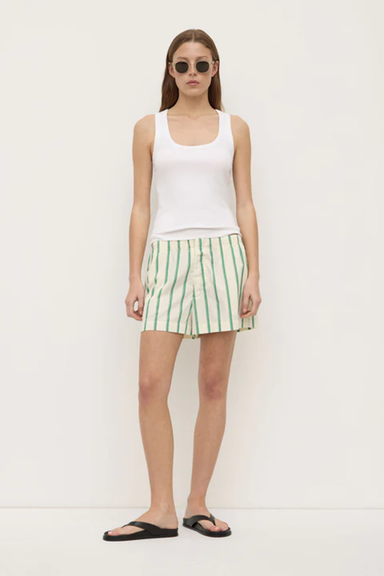 Agnes Stripe Short - Butter / Bright Green