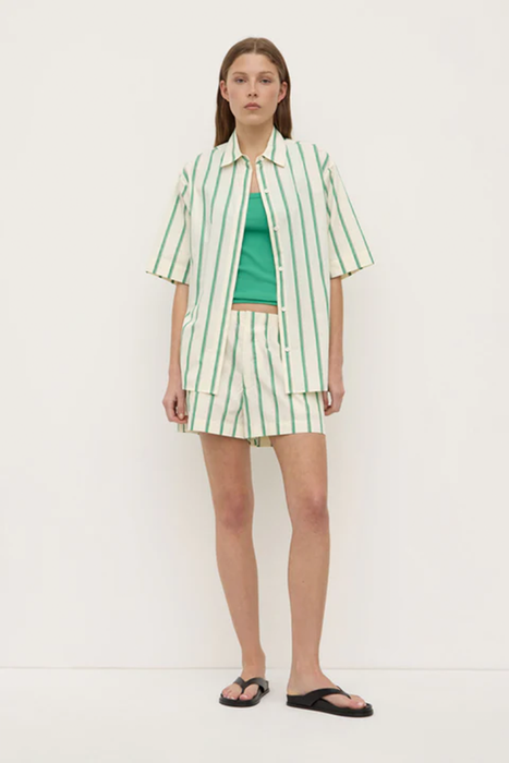 Agnes Stripe Short - Butter / Bright Green