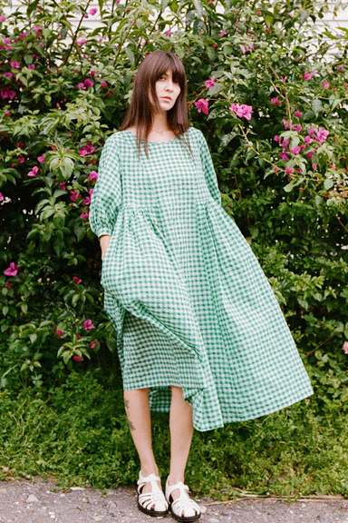Happy All Day Dress - Green Check