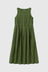 Aila Linen Cotton Gingham Check Dress - Beetle Green