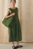 Aila Linen Cotton Gingham Check Dress - Beetle Green