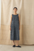 Aila Lore Cotton Ikat Dress - Indigo