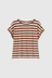 Alda Maypole Stripe Organic Cotton Easy Tee - Red Rock / Ecru