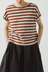 Alda Maypole Stripe Organic Cotton Easy Tee - Red Rock / Ecru