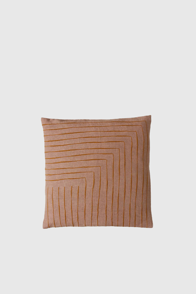 Aria Embroidered Cushion Cover - Dusk / Caramel