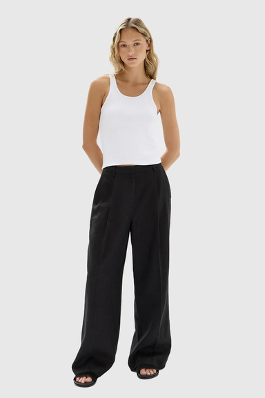 Aria Linen Pant - Black