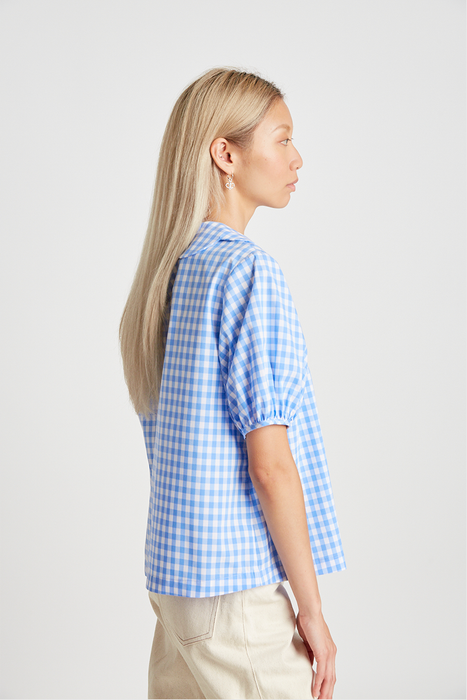 As You Wish Blouse - Sky Blue Gingham