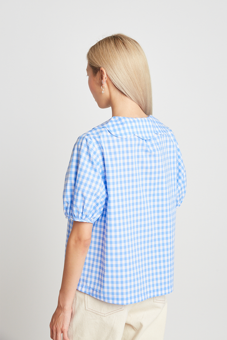 As You Wish Blouse - Sky Blue Gingham