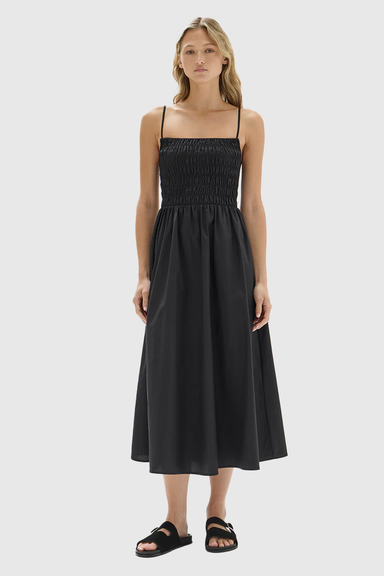 Aubrey Rouched Dress - Black