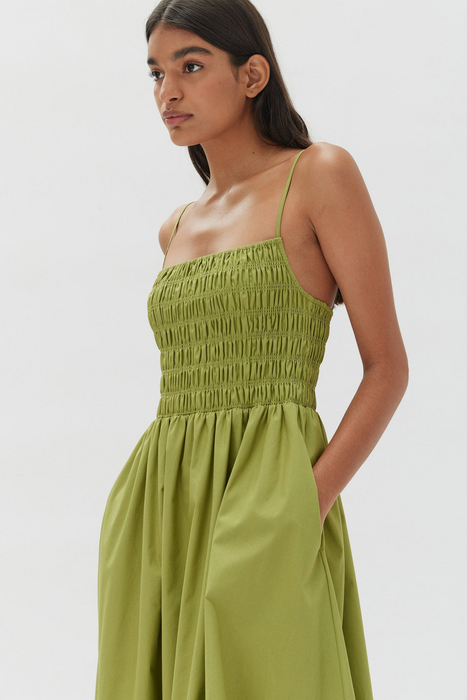 Aubrey Rouched Dress - Agave