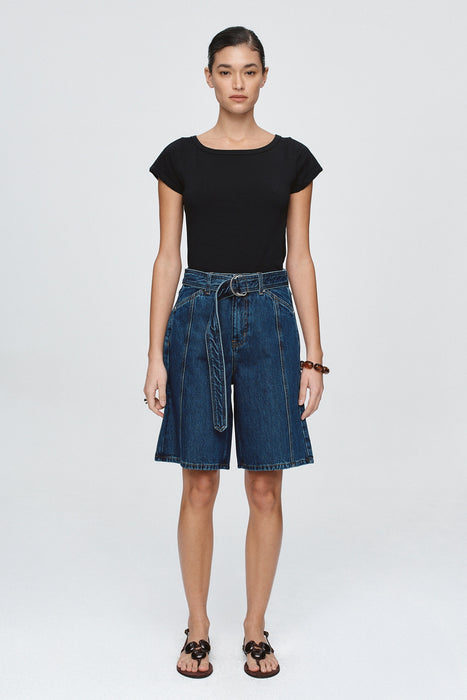 Belted Jean Short - Classic Blue