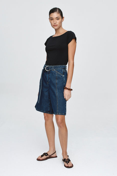 Belted Jean Short - Classic Blue
