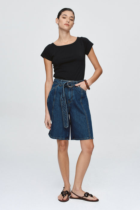 Belted Jean Short - Classic Blue
