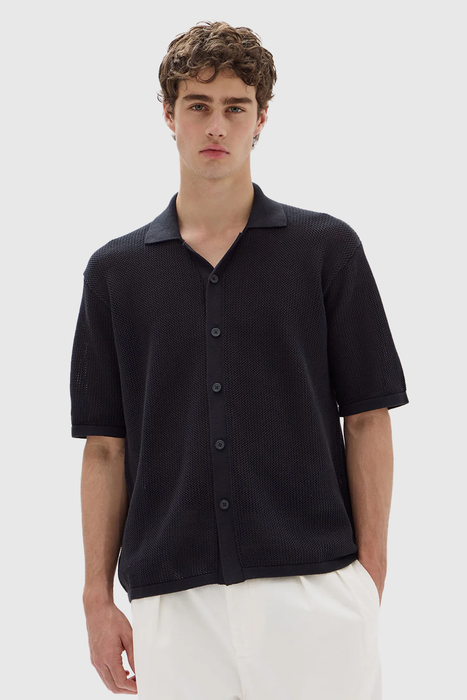 Beck Knit Short Sleeve Shirt - True Navy