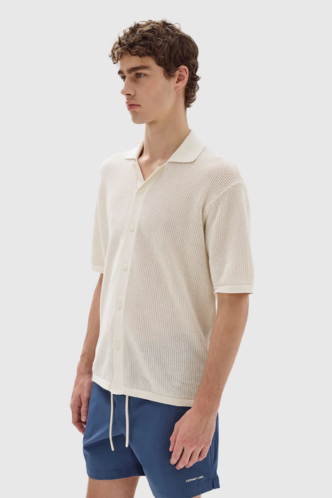 Beck Knit Short Sleeve Shirt - Cream