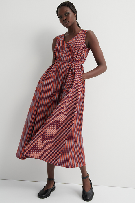 Belle Dress - Maroon Check