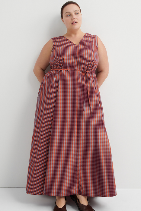 Belle Dress - Maroon Check