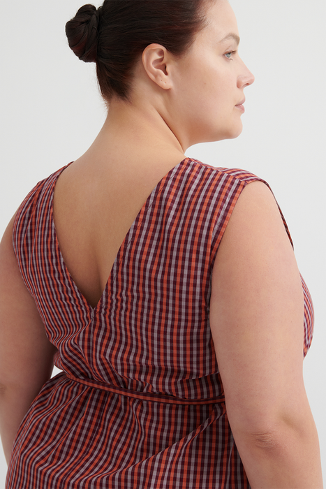 Belle Dress - Maroon Check