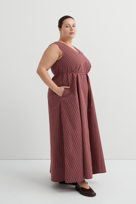 Belle Dress - Maroon Check