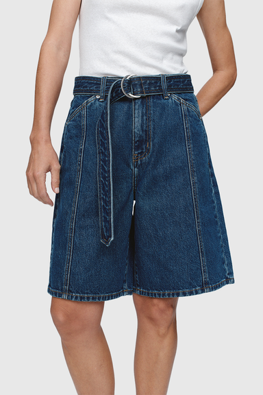 Belted Jean Short - Washed Indigo