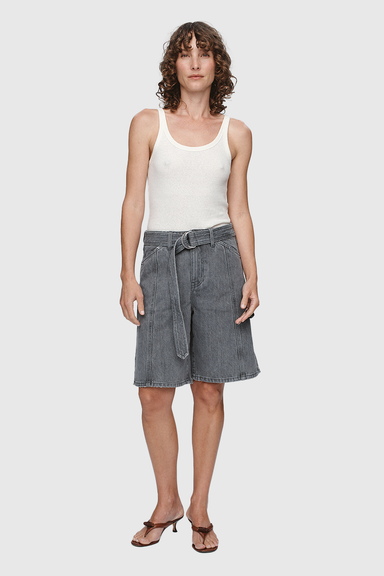 Belted Jean Short - Stone