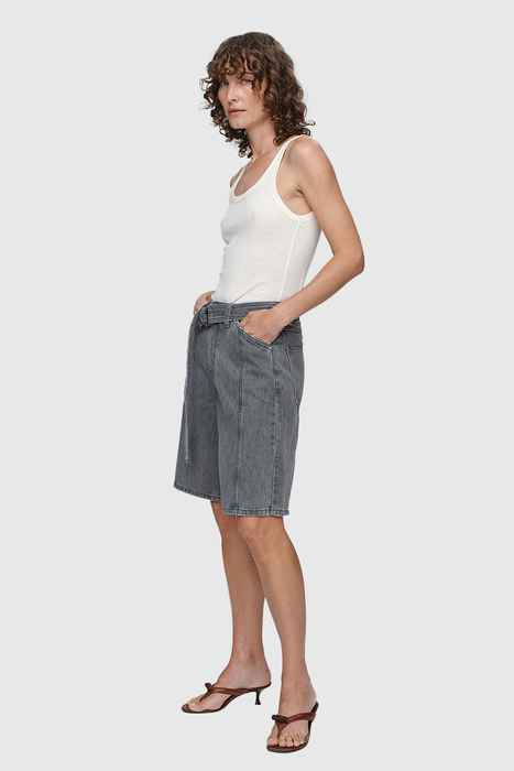 Belted Jean Short - Stone