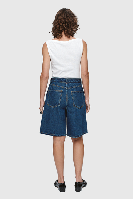 Belted Jean Short - Washed Indigo
