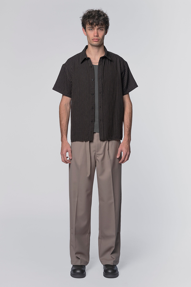 Billy SS Shirt - Black / Tan Stripe