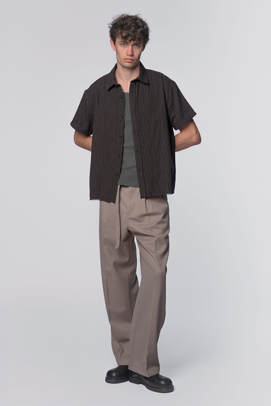 Billy SS Shirt - Black / Tan Stripe