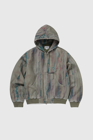 Blurred Hooded Jacket - Olive