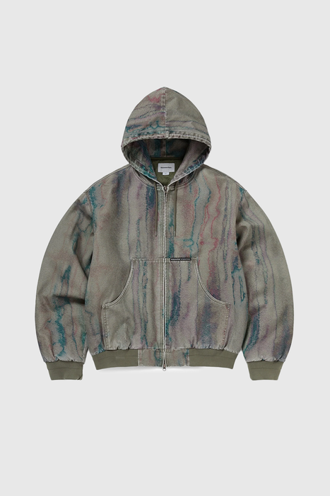 Blurred Hooded Jacket - Olive