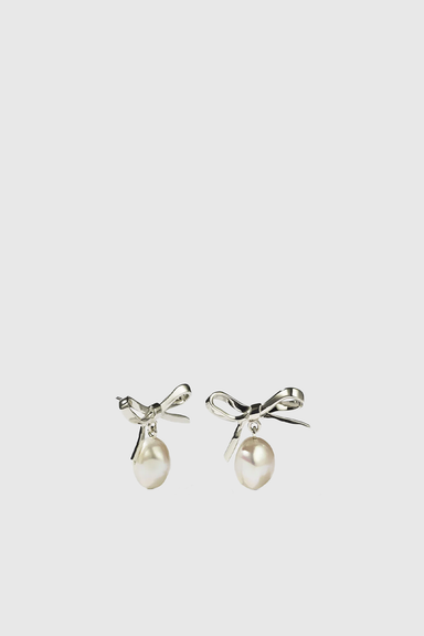 Bow Pearl Studs - Sterling Silver