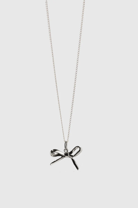 Bow Charm Necklace - Sterling Silver