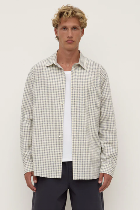 Bowie Long Sleeve Shirt - Ocean / Cream