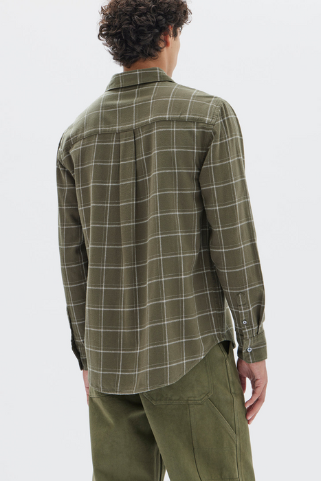 Brady Check Long Sleeve Shirt - Spruce / Cream Check