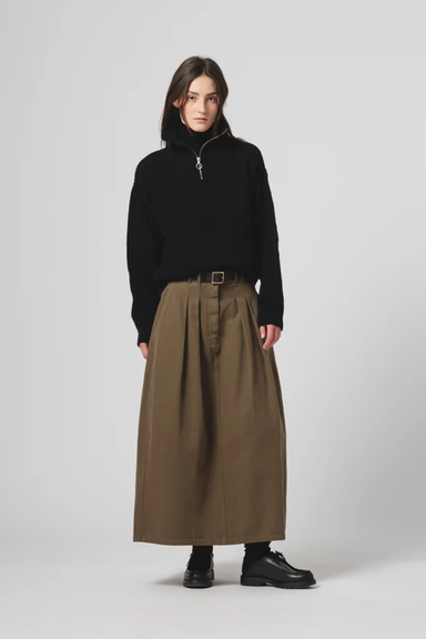 Bulb Skirt - Canvas Fossil Green