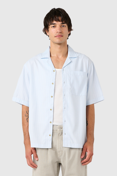 Business Stripe Bowler Shirt - Light Blue