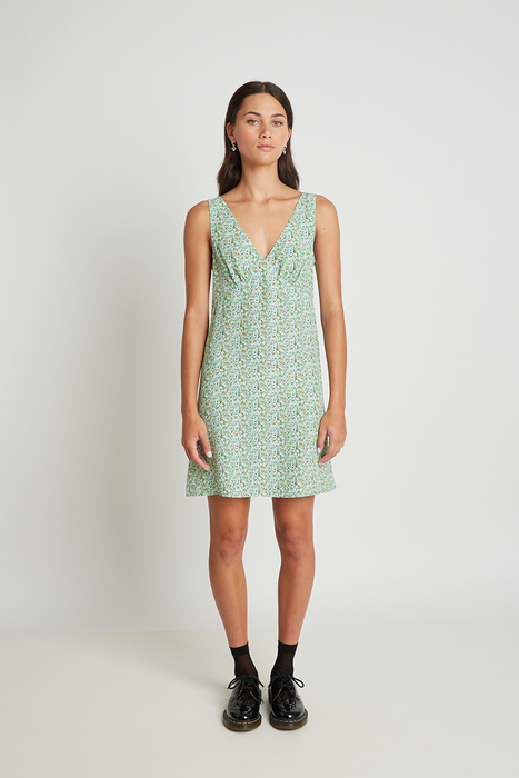 Buttercup Dress - Green Mirco Floral