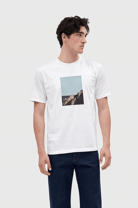 Johannes Organic Cliff Print T-shirt - White