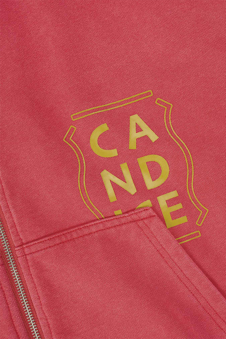 Harlequin Washed Zip Hoodie - Red